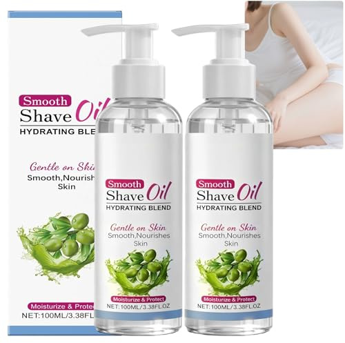 Huile de rasage douce, mélange hydratant, huile de rasage pour peaux sensibles, réduit les irritations et la sécheresse, absorption rapide, hydratante non grasse pour un rasage confortable (2pcs)