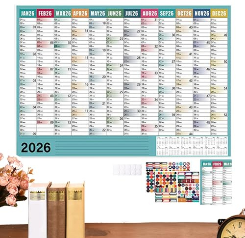2026 Wandkalender - 2026 Jahresplaner Wandkalender - Akademischer Jahresplaner Mit Aufklebern Für Lehrer Schüler Schule Büro Zuhause
