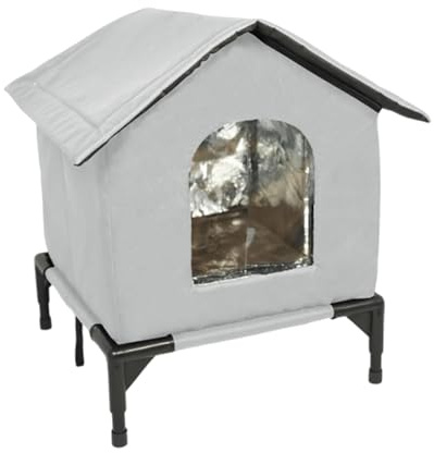 MagiDeal Maison Chat Extérieur, Niche pour Chat Exterieur, Cabane Chat Exterieur Hiver et Pluie, Abri Isolé et Coupe-Vent en Tissu Oxford, Tente Chaude pour Animaux Domestiques Errants, S Grey