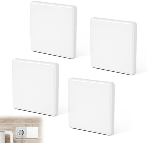 4 Pièces Cache Interrupteur Mural Cache-Prise en Plastique Cache Encastré Cache Prise Electrique 86 × 86 mm pour Prises ou Interrupteurs non Utilisés (Blanc)