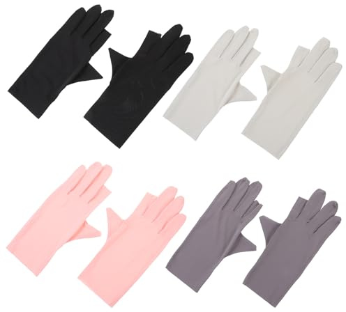 VILLFUL 4 pares Guantes de Protección UV para Manicura Semidesnudos y Transpirables Anti-uv para Arte Uñas con Diseño Cómodo para Salones y Uso Profesional