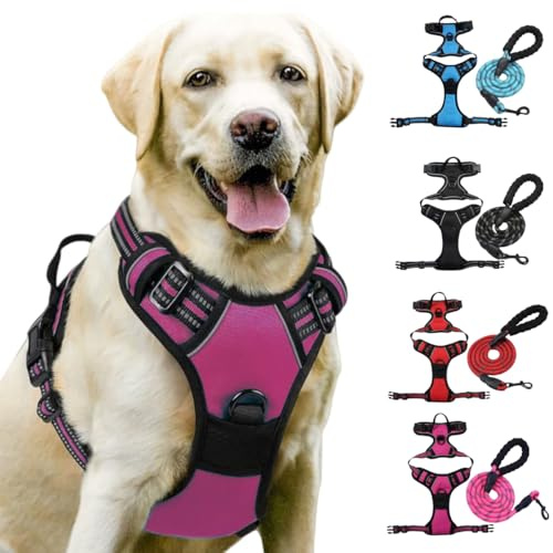 Fellste𝐫 Geschirr, Anti-Zieh Hundegeschirr mit Step-in Design, Atmungsaktiv & Gepolstert, Für entspanntes Spazierengehen, Kontrolle ohne Ziehen, Für Hunde jeder Größe (Rosa, M)