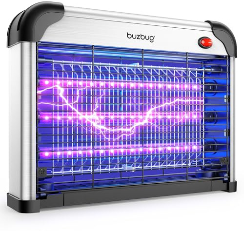 Buzbug LED Insektenvernichter, 3800V Starke Mücken- und Fliegenfalle, 3 Lampen, Nachhaltig mit geringerem Stromverbrauch, Mückenlampe, Mückenschutz, Mückenabwehr, Insektenfänger (Neues Schwarz)