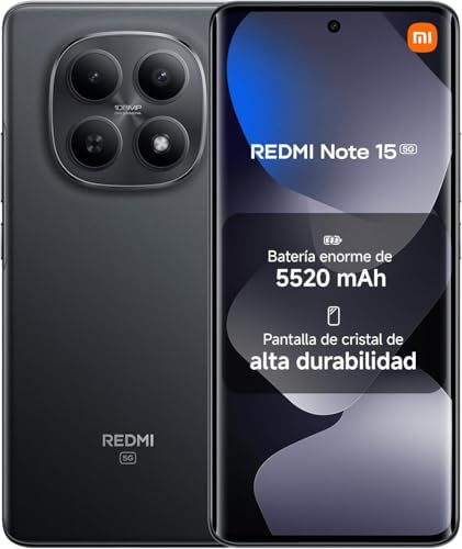 XIAOMI Redmi Note 15 5G - Smartphone con 8+256 GB, display AMOLED FHD+ da 6,77, Snapdragon 6 Gen 3, fotocamera da 108 MP, batteria da 5520 mAh, nero