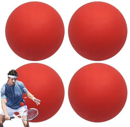 4Pcs Squash Ball Beginner, 4X High Elasticity Small Squash Balls For Kids | High Visibility Outdoor Sports Rubber Hollow Ball, Training Balls for Professional Players, for Practice and Matches