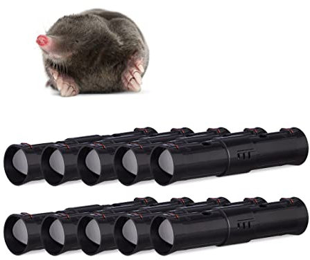 Relaxdays 10x Trappola per Topi, Cattura Roditori Vivi, 2 Parti, Regolabile, Aperture di Controllo, Plastica, Talpe, Nero