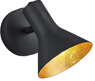 Wandstrahler schwenkbar aus Metall Schwarz-Gold Höhe 18cm