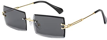 YOJUED Vintage Randlose Sonnenbrille für Damen und Herren Mode Retro Rechteck Brille UV400 Schutz