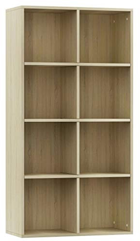 Tidyard Bücherregal TV-Schrank Standregal Medienregal CD DVD Ablage Aufbewahrung Raumteiler Wandregal Aktenregal Schrank Ordnerregal Büro Sonoma Eiche 66×30×130 cm Spanplatte