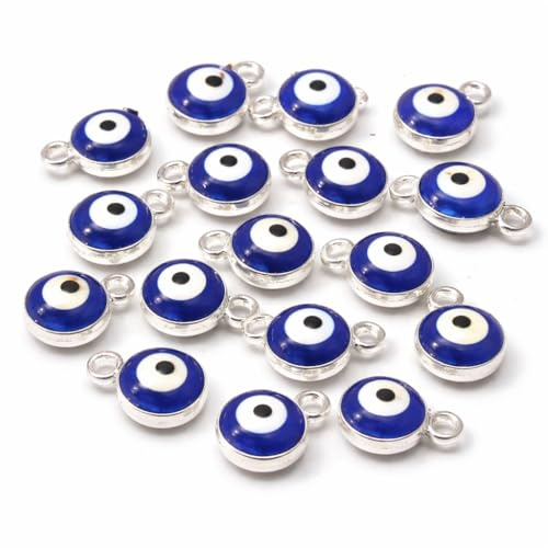 Perlin Nazar Boncugu Schmuckanhänger kettenanhänger armband emaillierte Amulett anhänger, 10 Stück, Blaues Auge, Evil Eye, DIY-Schmuck