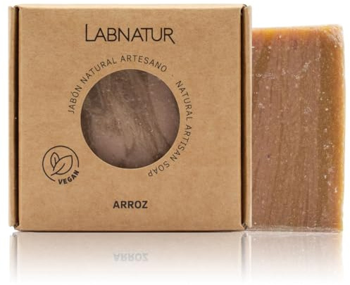 Jabón Natural Arroz Artesanal - Vegano y Sin Aceite de Palma - Labnatur | Con Aceites de Oliva y Coco - Hidratación y Limpieza Profunda - Para Piel Sensible y Delicada - Hecho en España - 100 g