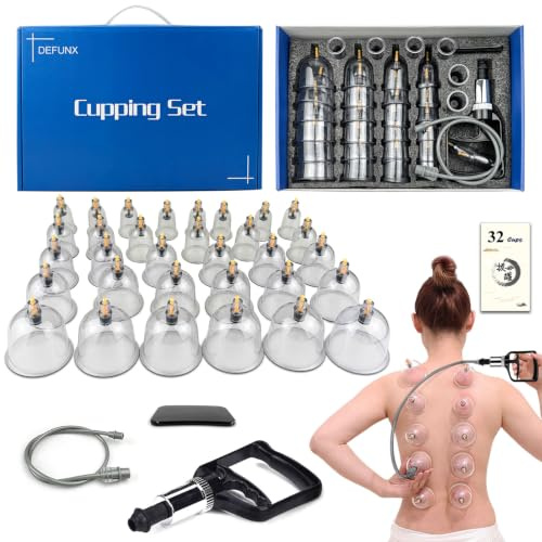 Ensemble de 32 ventouses thérapeutiques avec pompe, ensemble de thérapie professionnelle chinoise Acupoint pour massage par ventouses, muscles et articulations