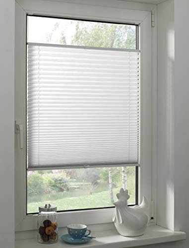 Sunpro24 Plissee auf Maß, Blickdichtes Faltrollo, Klemm-Montage, Sonnenschutzrollo, (B) 91-100 x (H) 211-220 cm, Weiß