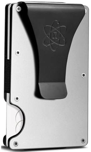 ROSSM Geldbörse mit RFID-Schutz - Kartenetui Herren aus Kohlefaser und Metall mit Geldklammer und Gummiband - RFID Geldbeutel Herren- Slim Wallet for Men
