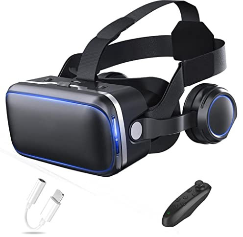 Gafas de Realidad Virtual, 3D VR Gafas con Controlador Bluetooth para Juegos Visión Panorámico VR Glasses para iPhone 13 Pro Max/13 Pro/13/12/11, para Samsung Galaxy S21, Huawei, Xiaomi
