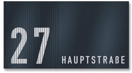 Metzler® Hausnummernschild mit graviertem Straßennamen und Edelstahl-Rückplatte in Anthrazit RAL 7016 witterungsbeständig und pflegeleicht 30×16 cm modernes Design langlebig sichtbar
