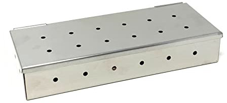 Landree® Räucherbox aus rostfreiem Edelstahl mit 28 Löcher, inkl. Seitenlöcher zur optimalen Rauchverteilung. Mit praktischem Klappdeckel. (Edelstahlbox unbefüllt)