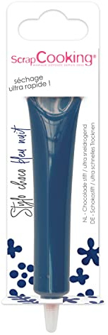 ScrapCooking - Stylo Choco Bleu Nuit - Crayon Alimentaire Pâtisserie 25 g - Stylo Décoratif Comestible - Écrire & Dessiner sur Desserts, Gâteaux & Biscuits Anniversaire Pâques - 6807