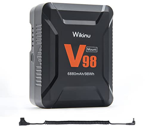Wikinu 98Wh 6880mAh Mini V Mount/V Lock Batería con D-Tap a DC Cable para Broadcast Video Camcorder, Sony Camera,HDCAM, XDCAM, LED Light, Monitor, BMPCC 4K 6K, DSLR(Ultimate 115Wh/7800mAh)