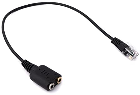 System-S Telefon Headset Adapter 20cm RJ9 Stecker zu 2x 3,5 mm Klinke Audio Kabel Schwarz