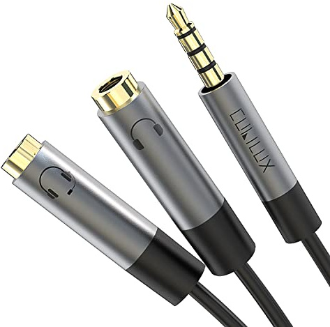 Cubilux Dual Headphones Splitter, 3.5mm Male to 2-Way 3.5 mm Female Audio Jack Adapter, Compatible Sharing Earphones, Double Earbuds Connector for Two People for PC, Laptop, Computer, Phone, Tablet
