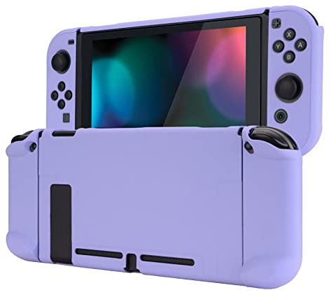 eXtremeRate PlayVital Back Cover for Nintendo Switch Console, Handheld Controller Separable Protector Hard Shell for NS Joycon, Customized Dockable Protective Case for Nintendo Switch - Light Violet