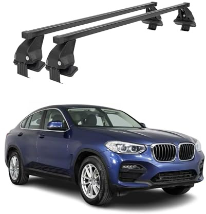 OMAC Dachträger Querträger Stahl für BMW X4 G02 2018-2025 – Abschließbar – City-Crash-getestet – DIN 75302:2019 – ISO/PAS 11154:2006 – Max. 50 kg Schwarz