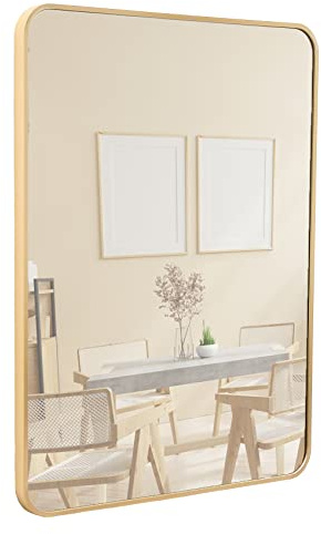 Terra Home Wandspiegel - Rechteckig, 60x80 cm, Roségold Gold Kupfer, Modern, Metallrahmen Spiegel - für Flur, Wohnzimmer, Bad oder Garderobe