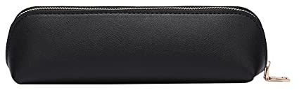 FSSTUD PU Leder Federmäppchen Kleine Federtasche Stifttasche Reißverschluss Schreibwaren Tasche Slim Design Stifteetui Wasserdicht Federmäppchen Halter für Student Büro Schwarz
