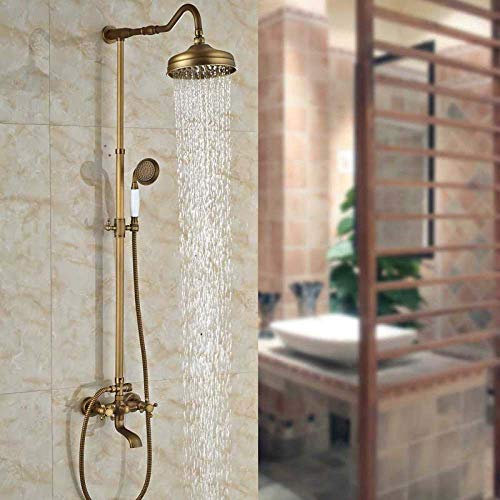 LIDCOM Luxus-Regendusche-Mischbatterie in der Wand-Badewannen-Duschgarnitur Rainfall 8quot; Messing-Duschkopf-Badewannen-Mischbatterie mit Handbrause, Duscharmatur C