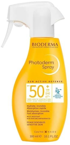 BIODERMA Photoderm Spray SPF50+ - Crema Solar de Muy Alta Protección - Pieles Sensibles - Hidratación Duradera - Envase con Pulverizador de 300 ml
