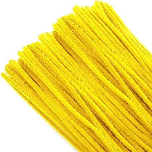 TOAOB 100 Stück Pfeifenputzer zum Basteln Pfeifenreiniger Gelb | Chenilledraht Lang 30cm und Breit 6mm, Pipe Cleaners für Basteln und Dekorieren Kunst Handwerk DIY