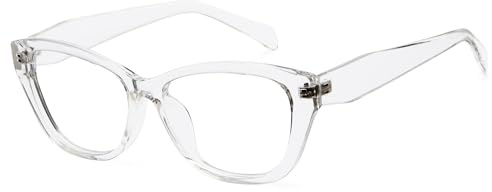 Cyxus Nerd Brille Ohne Stärke Blaulichtfilter Brille Herren Damen Katzenauge Mode Retro Brillenfassung Stil für PC TV Tablet Unisex （8154T34 Durchsichtig
