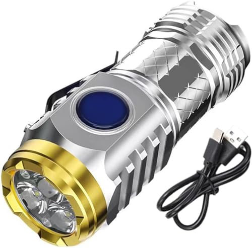 Iordan Three-Eyed Monster Mini Flashlight, Ultra Bright Portable Small LED Flashlight, Super Bright Mini Torch, Rechargeable Flashlights High Lumens Flash Light