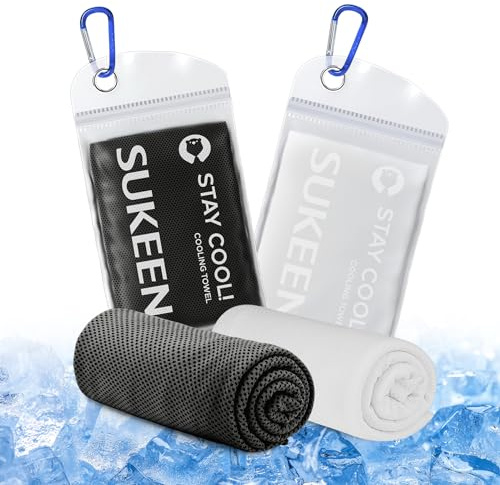 Sukeen Kühlendes Handtuch, Sport Cooling Towel für Hals und Körper | Schweißhandtuch schnelltrocknendes Mikrofaser-Halskühlhandtuch für Fitness, Golf, Tennis, Yoga, Outdoor(100x30cm)