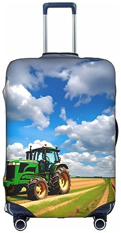 FRESQA Elastische Zugstange für Reisekoffer, Motiv: Traktor unter blauem Himmel und weißen Wolken, einzigartiges Design