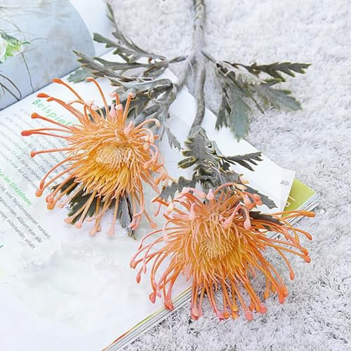 GeRRiT Künstliche Blumen, kurzer Zweig, Krabbenklaue, 2 Gabeln, Nadelkissen, Weihnachtsgirlande, Vase für Zuhause, Hochzeit, Dekoration, künstliche Pflanzen, Orange