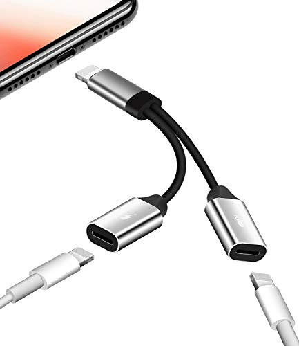 Lightning Headphone Dongle Audio Charge Adapter (2in1)Dual Jack Charger AUX Splitter for Apple MFI Certified for iPhone 14 13 12 11 Pro Max Mini XS 8 Plus for Ipad Charging Cord Music Connector Cable