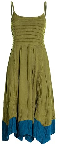 Vishes Damen Sommerkleid mit Spaghettiträgern in Olive I Größe M (38) I 100% Baumwolle I Träger-Kleid I Ideal für Frühjahr & Sommer I Nachhaltige Alternative Bekleidung