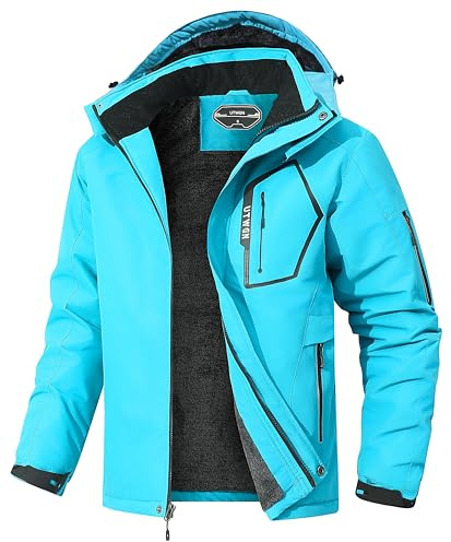 UTWGN Herren Skijacke Winter Warm Schneemantel Wasserdicht Windbreaker Kapuze Arbeit Outerwear Snowboardjacken