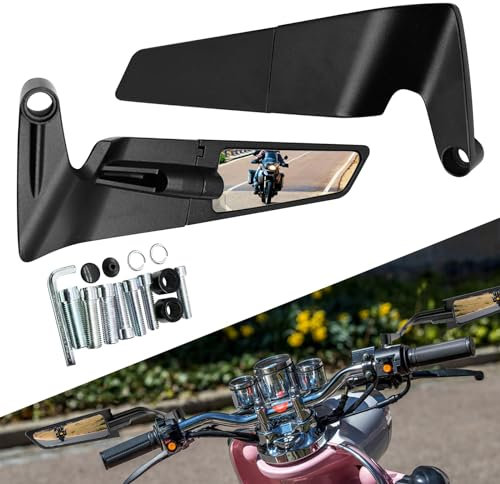 Motorcycle Rearview Mirror, Adjustable Rotating Rear View Mirror Wind Wing Side Mirror for 1290 Super Duke R Z400 Z650 Z900 H2 Ducati V4 S1000 Street Bike (Normal)