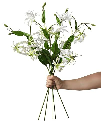 BQEE Fleurs de lys artificielles de 76,2 cm à longue tige - Arrangement floral pour mariage, maison, fête, bureau - Blanc