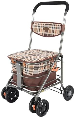 Treppensteigen Einkaufstrolley Shoppingtrolley Einkaufswagen Für Ältere Menschen Mit Sitz, 4 Räder, Rollator, Roller Mit Bremsen Und Höhenverstellbaren Armlehnen Einkaufswagen Treppensteiger