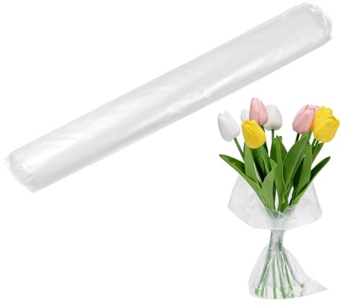 M METERXITY 50-Pack Clear Plastic Florist Supplies Flower Bag, 30x30cm Wraps, Water Retainer for Fresh Flower Bouquet