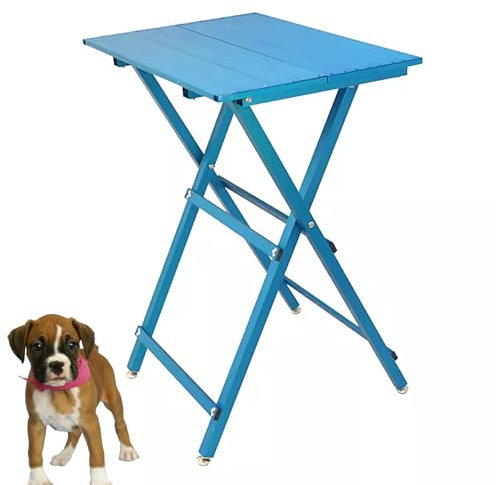 Table de Toilettage pour Chien Pliable 60 * 45 * 81cm Table de Toilettage Construction en Alliage D'aluminium Table de Compétition Monobloc pour Chiens et Chats(Blue)