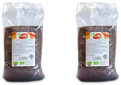 Vivibio Semi di Lino Scuro Bio - 2000 g (Confezione da 2)
