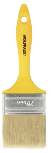 WOLFPACK LINEA PROFESIONAL Paletina Profesional Cerda Blanca Ancho 70 mm. Cerdas Naturales Mango Plastico Ergonomico, Brocha Pintor, Pincel Pintura