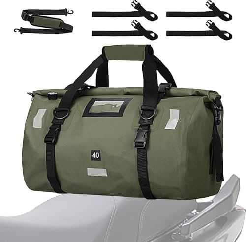 Motorrad-Reisetasche, wasserdichte Motorradtasche, 40L Motorradheck-Trockentaschen, Satteltaschen, robuste, trockene Seesäcke, trockene Seesäcke zum Schwimmen, Camping, Reisen, Fitnessstudio