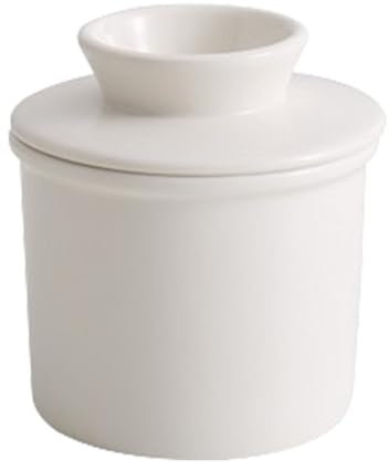 Recipiente para mantequilla de cerámica con tapa, 350 ml, recipiente para queso y mermelada, resistente al agua y apto para lavavajillas, recipiente cilíndrico para mantequilla de encimera, ideal para