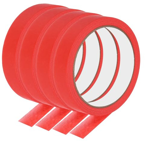 PATIKIL Ruban de Masquage, 4 Rouleaux 22 Yard x 0.8 Pouce Ruban Adhésif Multi-Surfaces Sans Résidus pour Peinture Murale, l'Étiquetage, Loisirs Créatifs à Domicile, Décoration, Rouge